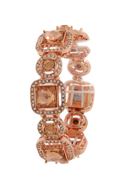 Square shape rhinestone stretch bracelet