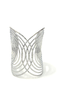 Textured wired design metal cuff bracelet