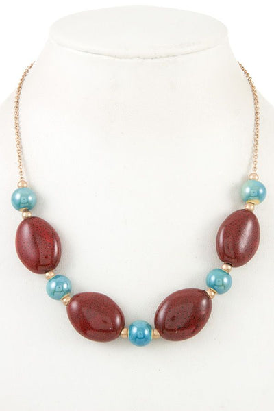 Gemstone oval bead necklace