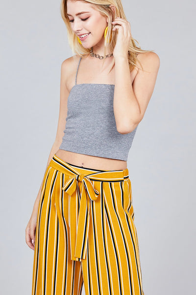 Ladies fashion straight neck crop double layer cami top