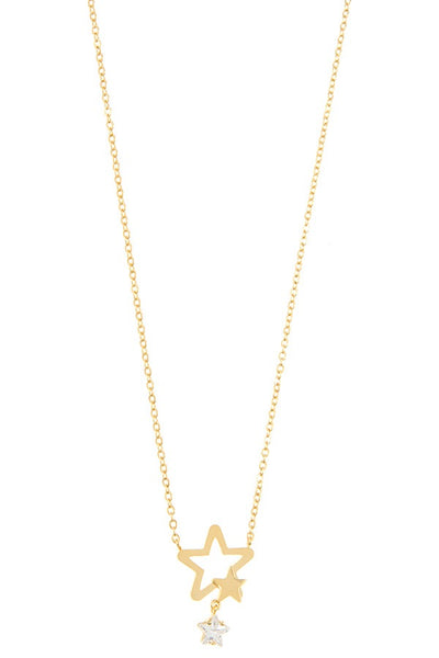 Dainty double star pendant necklace
