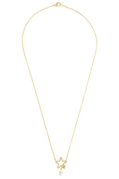 Dainty double star pendant necklace