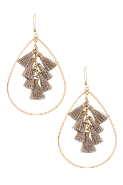 Multi tassel link teardrop dangle earring