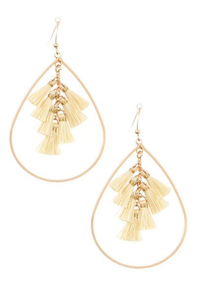 Multi tassel link teardrop dangle earring