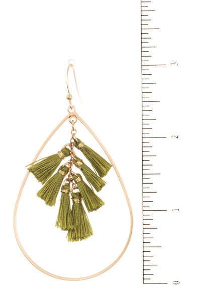Multi tassel link teardrop dangle earring