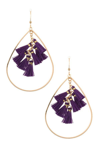 Multi tassel link teardrop dangle earring
