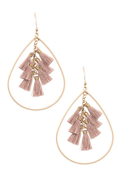 Multi tassel link teardrop dangle earring