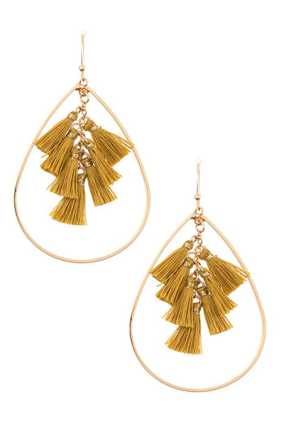 Multi tassel link teardrop dangle earring
