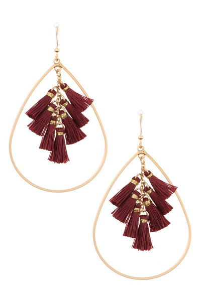 Multi tassel link teardrop dangle earring