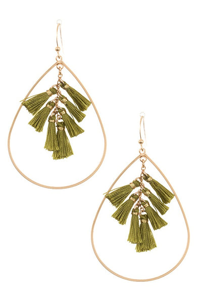 Multi tassel link teardrop dangle earring
