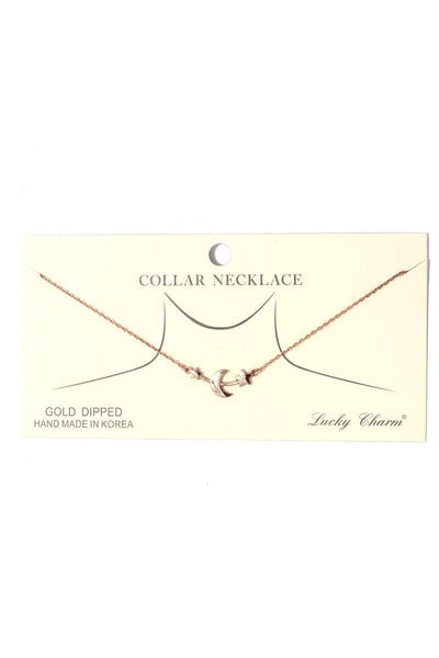 Moon and star charm short necklace