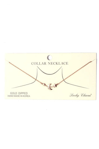 Moon and star charm short necklace