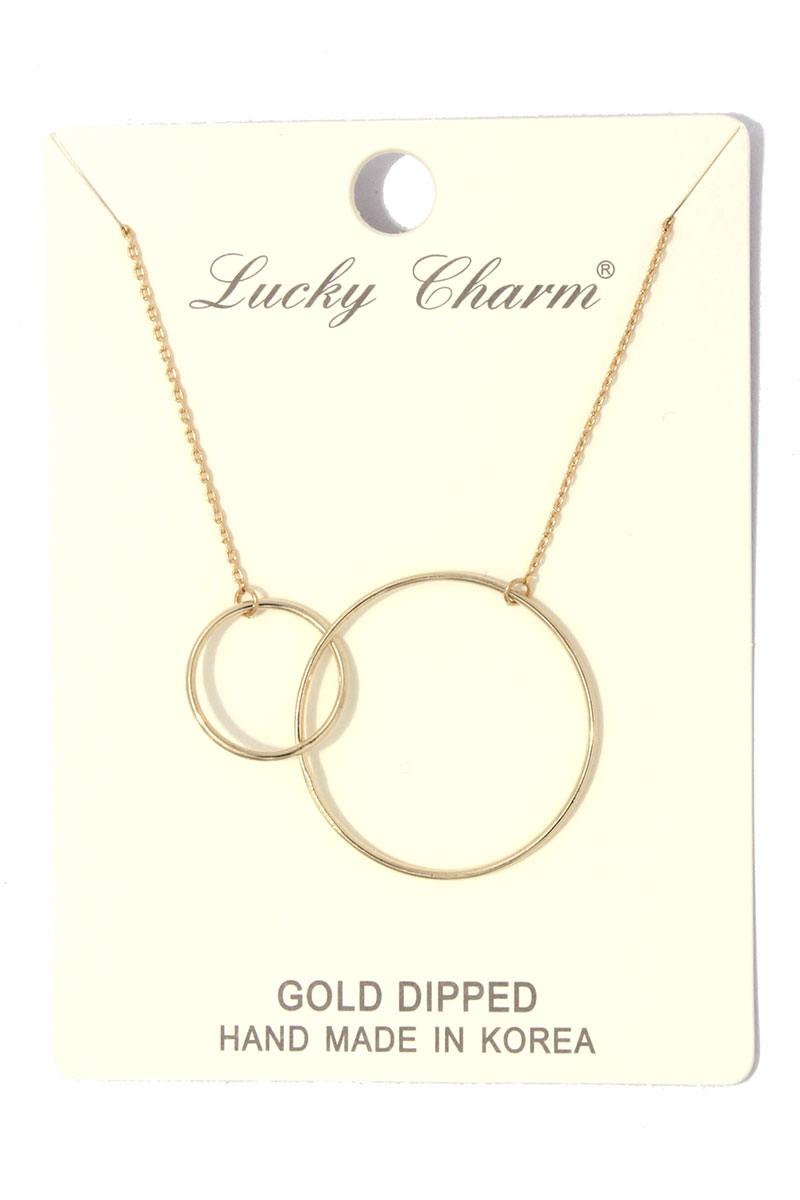 Cut out circle linked short necklace