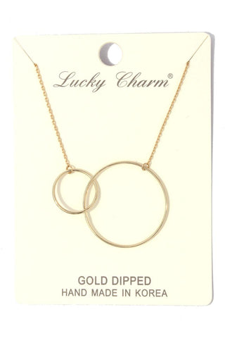 Cut out circle linked short necklace