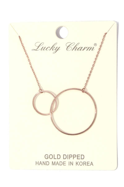 Cut out circle linked short necklace