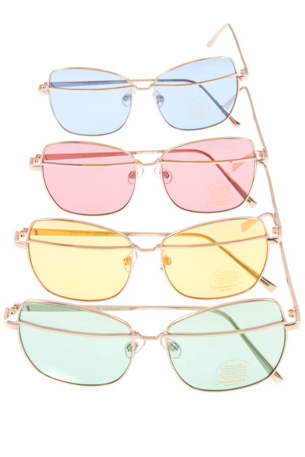 Metal accent color lens sunglasses