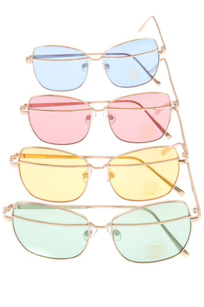 Metal accent color lens sunglasses