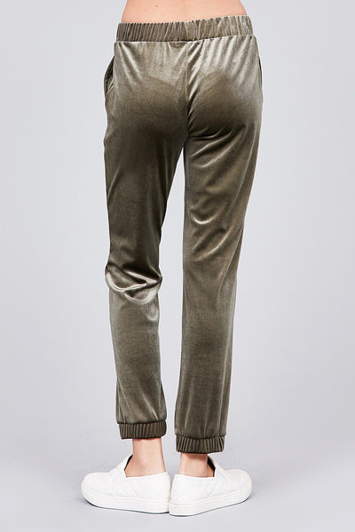 Ladies fashion plus size waist drawstring velvet jogger pants