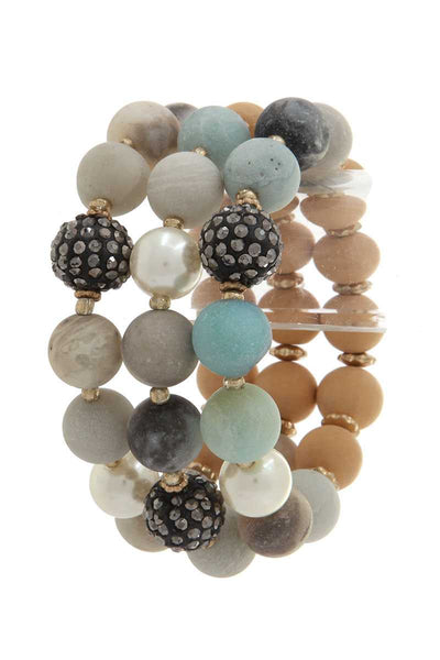 Semi precious stone bead stretch bracelet