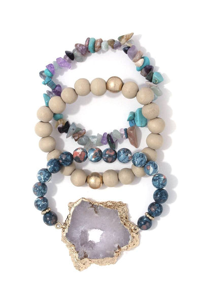 Semi precious stone chunky stretch bracelet
