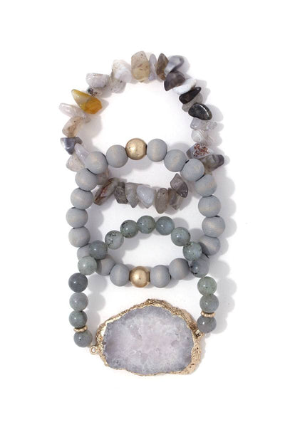 Semi precious stone chunky stretch bracelet