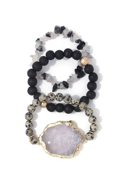 Semi precious stone chunky stretch bracelet