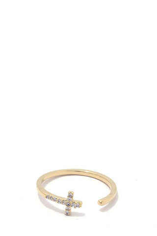 Cross rhinestone ring