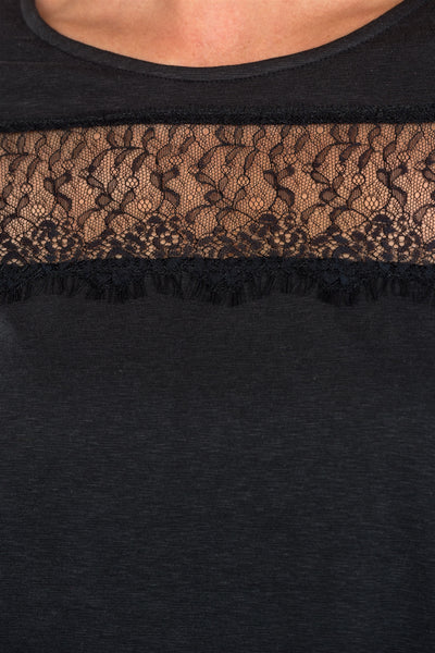 Boho lace-panel and hem top