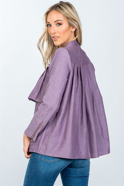 Layer pleated button down top