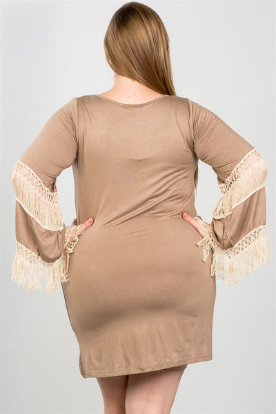 Ladies fashion plus size crochet mini dress