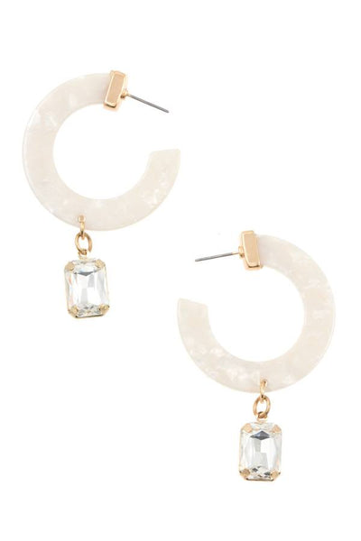 Semi circle resin drop gem earring