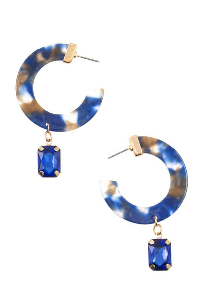 Semi circle resin drop gem earring
