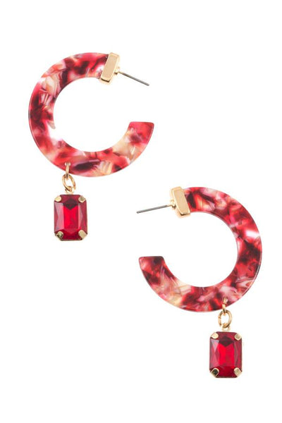 Semi circle resin drop gem earring