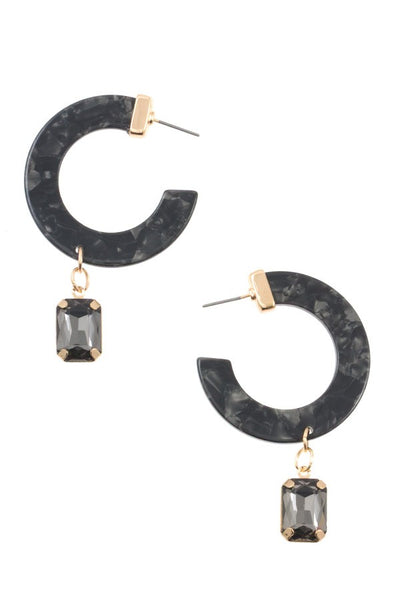 Semi circle resin drop gem earring