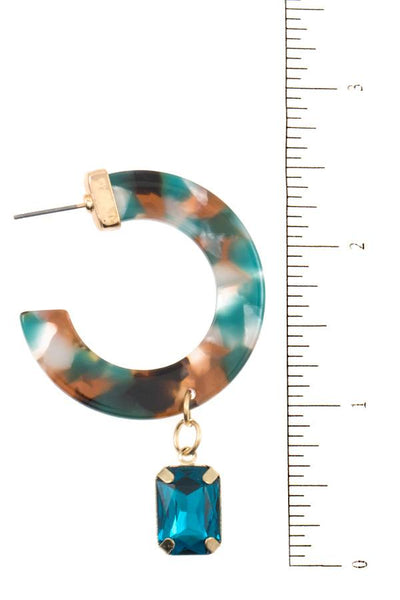 Semi circle resin drop gem earring
