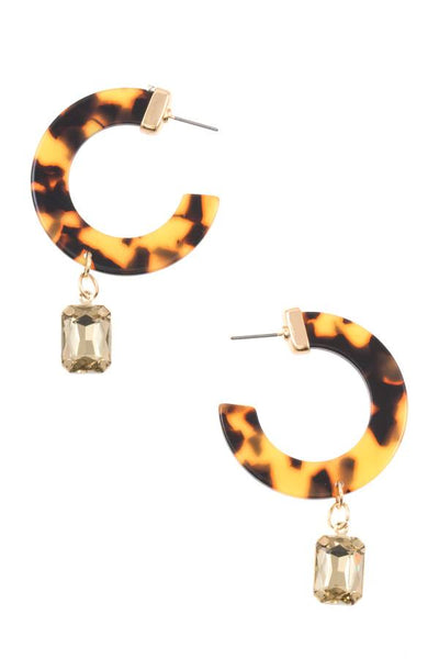 Semi circle resin drop gem earring