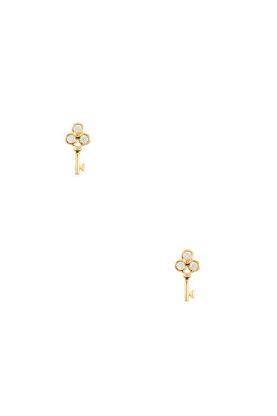 Cz stone pave key post earring