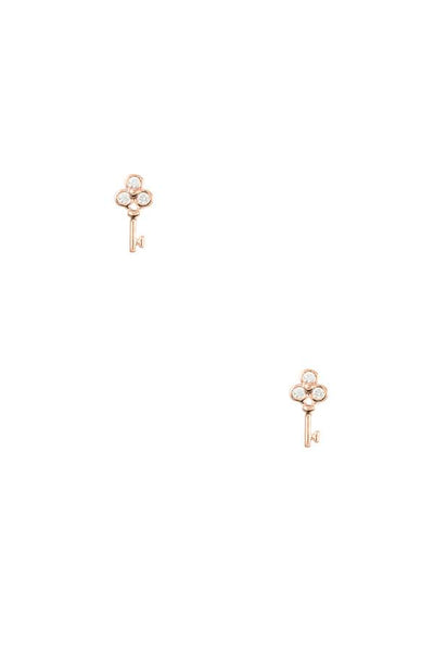 Cz stone pave key post earring