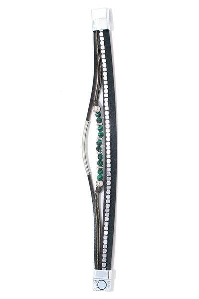 Beaded multi strand magnetic bracelet