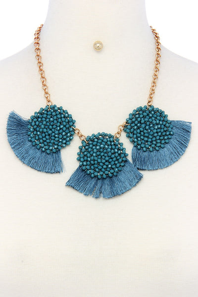 Multi pattern fashion necklace and earring set