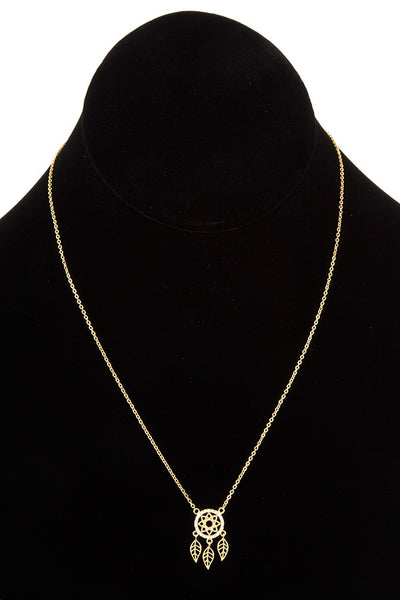 Dream catcher pendant short necklace