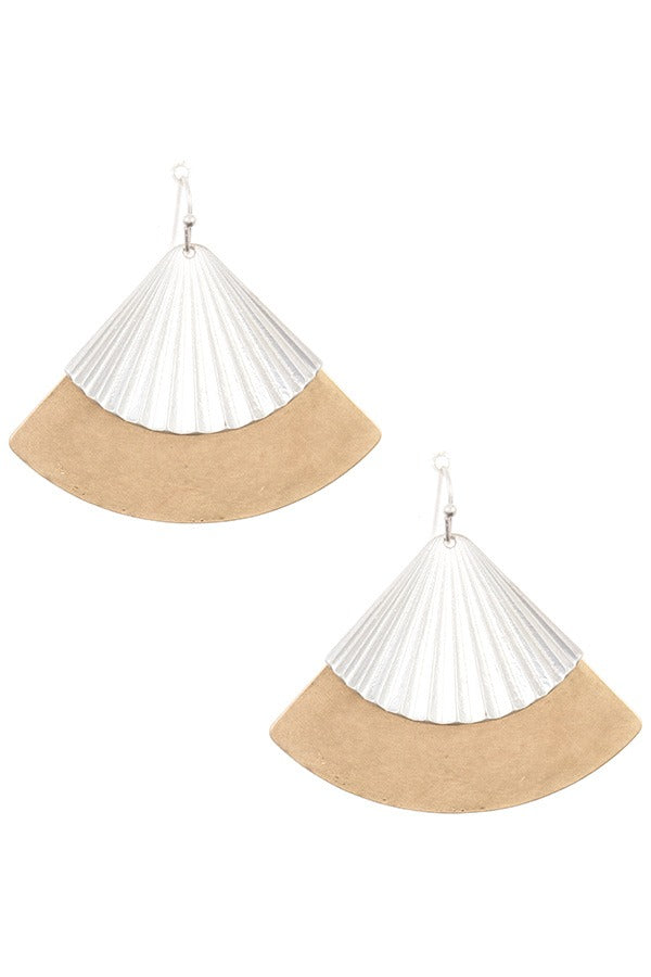 Drop fan shape dangle earring