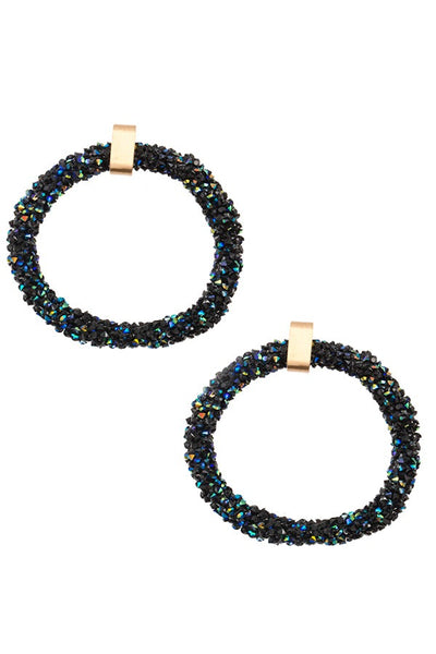 Cluster gem hoop earring