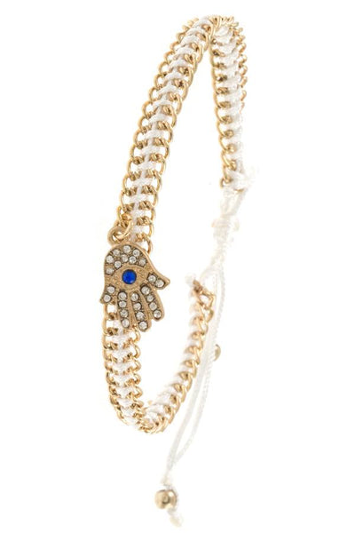 Hamsa pendant cord chain bracelet