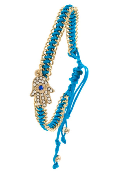 Hamsa pendant cord chain bracelet