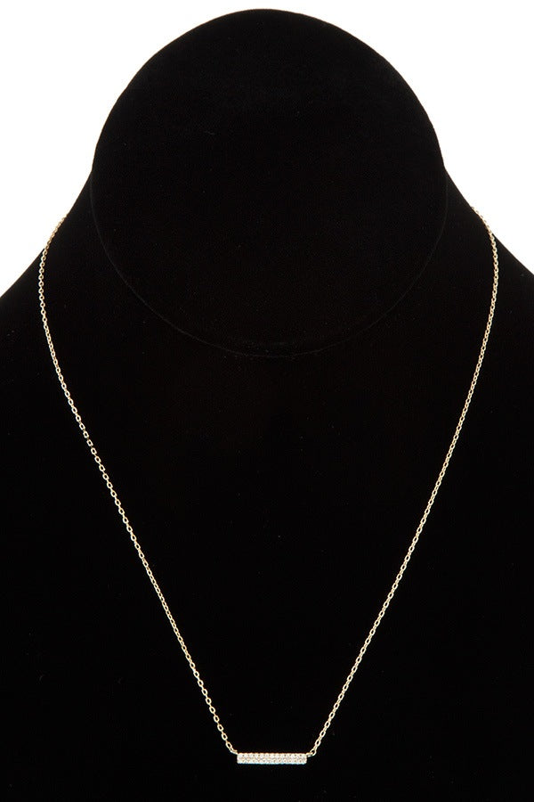 Cz stone bar pendant necklace