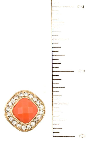 Rhinestone framed gem post earring