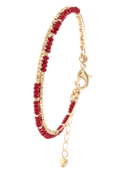 Mix glass bead wire cuff chain bracelet