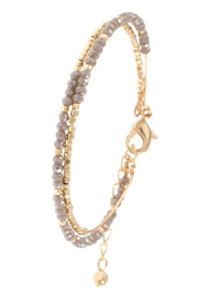 Mix glass bead wire cuff chain bracelet