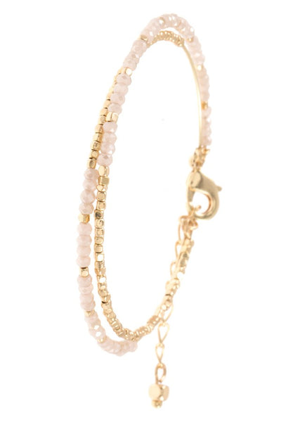 Mix glass bead wire cuff chain bracelet